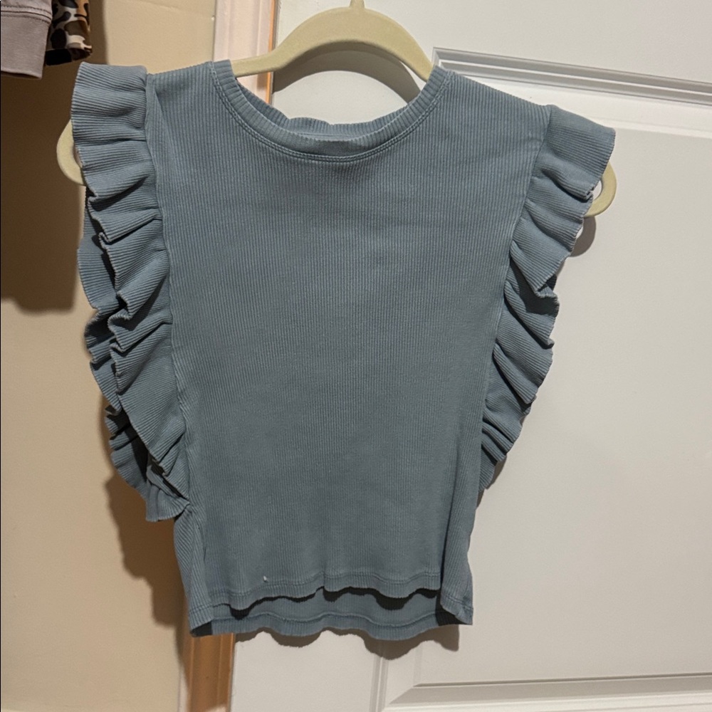 Ruffled Sleeveless Top in Blue